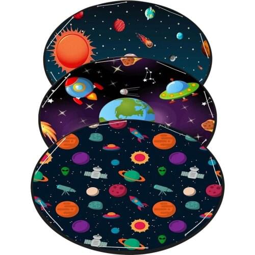 59in Newborn Infant Round Play Mat Foldable Starry Sky Toy Storage Mat Round Carpet Floor Rug Indoor Outdoor Travel Storage Mat
