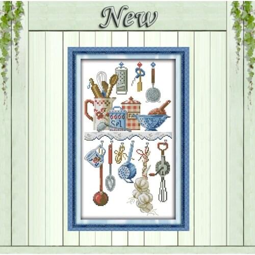 Kitchenware cartoon decor diy paintings 11CT counted printed on the canvas DMC Cross Stitch kits 14CT needlework Sets embroidery