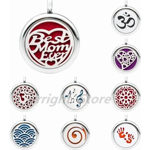 Best mom ever baby feet heart 25mm Diffuser Perfume Aromatherapy essential oil locket pendant necklace jewelry 1 pad randomly
