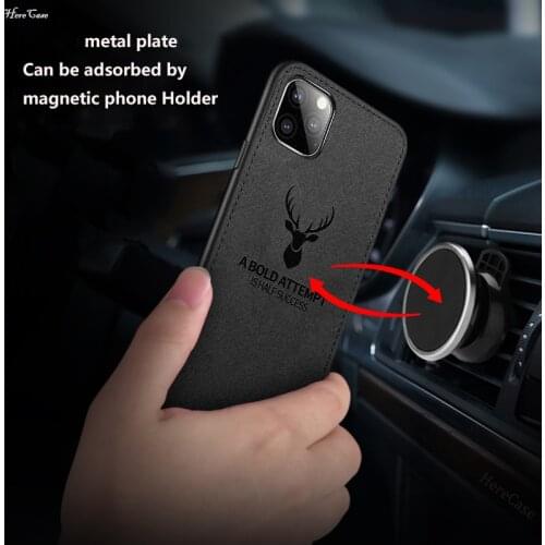 Magnetic Cloth Texture Deer Case For iPhone 12 11 Pro 5 5S 6 6S 7 8 Plus X XS Max Built-in Magnet Soft TPU Back Cover