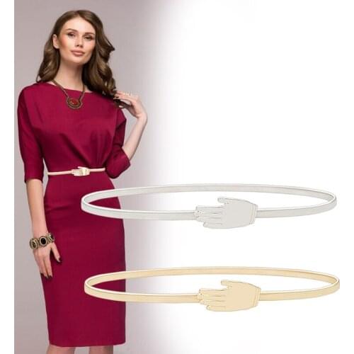 Fashion Women Belts Wedding Jewelry Thin Belt Women Ladies Decor Metal Gold Silver small Palm Elastic Casual Chain ceinture femm