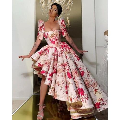 2021 High Low Sexy Prom Dresses Prom Gowns Special Occasion Dress Jacquard Cocktail Gown vestidos de fiesta Abendkleider