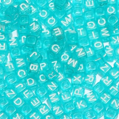 Wholesale Lake Blue Mixed Letter Acrylic Beads 6*6mm Square Alphabet Spacer Beads For Jewelry Making Diy Bracelet Necklace