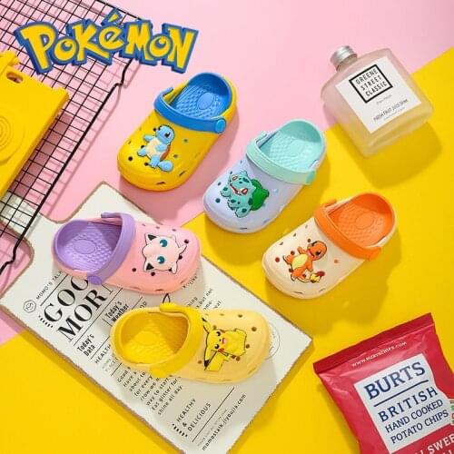 Original Pokemon Baby Sandals Shoes Pikachu Cartoon Print Slippers Summer Children Home Slippers Shoes Toys for Children