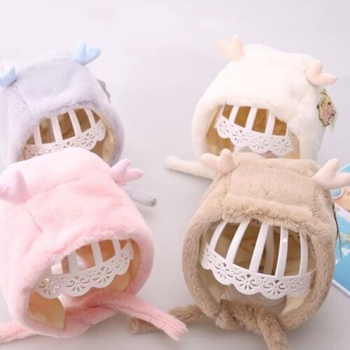 Plush Warm Baby Hat With Elk Ears Winter Warm Lacing Baby Boys Girls Hat Bonnet Newborn Infant Todder Caps Beanie