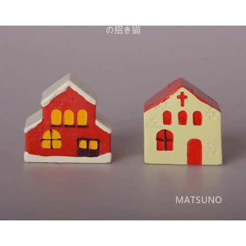 Resin European House Church Figurines Toys Miniatures/Terrarium Micro Fairy Garden Decoration DIY Ornament Home Statue