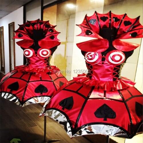 Halloween dance sexy women dresses stage show wears clothes catwalk dj bar club performance ktv suit skirt party red costumes