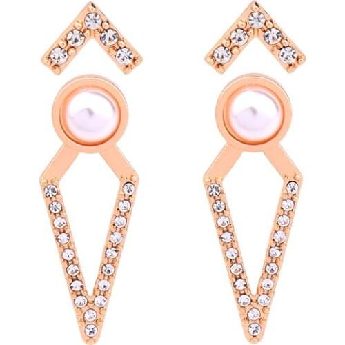 Removable Crystal Geometric Acrylic Pearl Earrings 2018 Designer Jewelry Ear Jacket Double Sides Earrings Wholesale