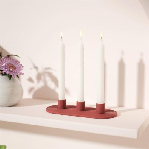 Silicon Mold Cement 3 Holes Candlestick Mould Decorative Concrete Candle Holder Making Tool