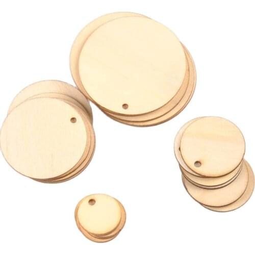 50pcs Mix Round Shape Natural Wooden Ornament For Scrapbooking DIY Wood Carfts One Hole Handmade Accessory Home Decoration m2149