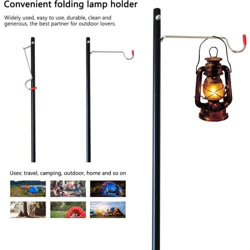 Lantern Post Pole Aluminum Alloy Portable Lamp Stand Hook, Hanging Light Stand Holder Hanger for Camping Fishing Picnic BBQ