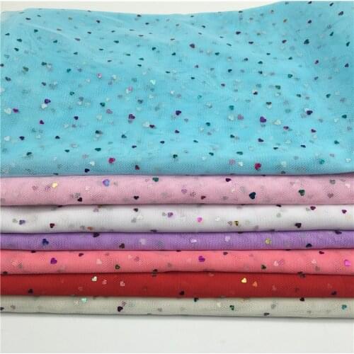 Heart Glitter Sequin Tulle Fabric 1m/bag Tutu Wedding Decoration Sewing Patchwork Shirt Mesh DIY Organza Tutu Skirt Accessories