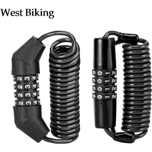 Helmet Lock Anti-theft 4 Digit Password Bicycle Locks for Scooter Motorcycle Portable MTB Road Bike Cable Lock