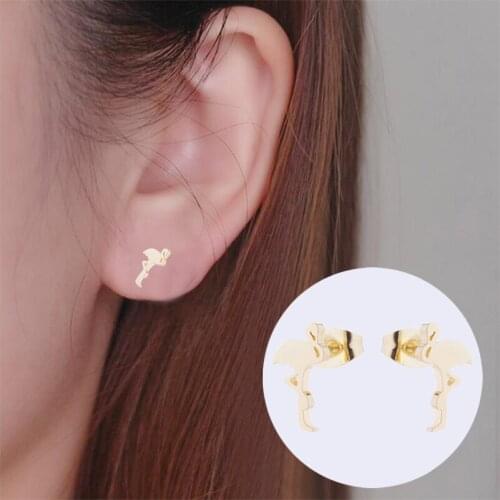 2020 New Animal White Crane Stainless Steel Womens Earrings Gold Girlfriend Gift European and American Fashion Christmas Gifts