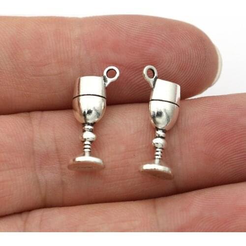 10PCS Antique Silver Plated Cup Charm Pendant for Jewelry Making DIY Accessories 20x7mm
