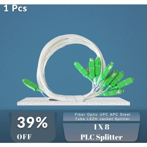 1X8 PLC Splitter SM Fiber Optic Steel Tube APC UPC LSZH Jacket Splitter High Quality