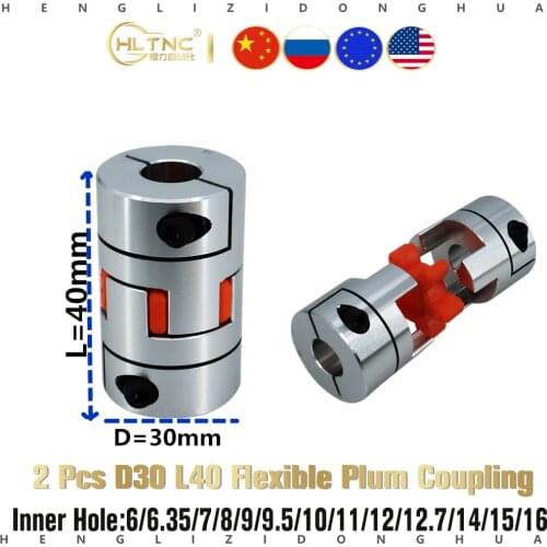 2pcs D30 L40 CNC Flexible Jaw Spider Plum Coupling Shaft Coupler 5/6/7/8/9/10/11/12/14/16