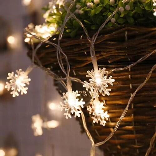 3M/6M 20/40 LED Lights Christmas Tree Ornaments Snow Flakes Led String Fairy Light Xmas Party Home Garden Wedding Light Decor