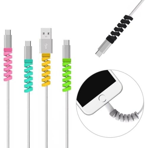 4pcs Spiral Cable Protector for IPhone Charger Protection USB Charging Cable Cord Protector Cable Management USB Cable Organizer