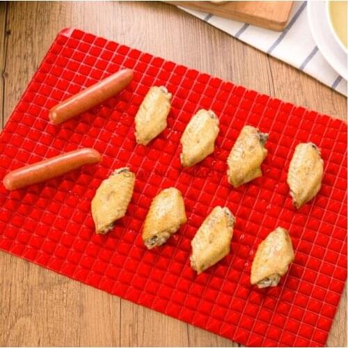 50pcs Silicone Multifunctional BBQ Pizza Mat Grill Mat Microwave Baking Mat Meal Effect Multifunctional Mat