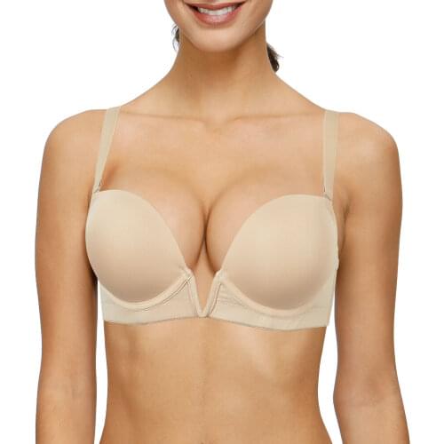 Hot Sales Sexy Bra Womens Plunge Push Up Bras Wire Bone 1/2 Cups Plus Size Underwear Silicone Straps Dropshipping