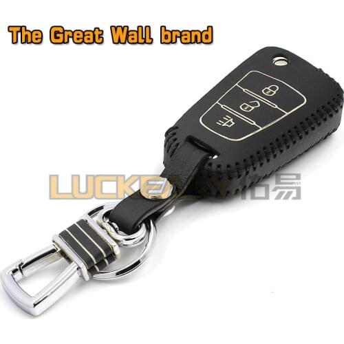 Luckeasy GWM haval H5 H7 2011 2014 car key case Genuine Leather keychain remote cover great wall haval H5 key2a