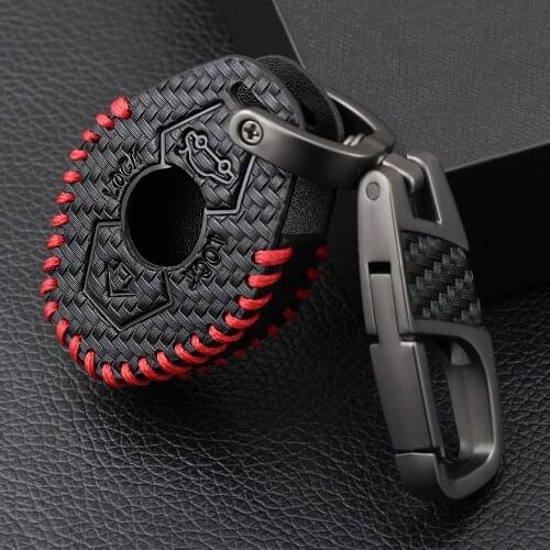Black Leather Zinc Alloy Carbon Fiber Style Car Key Case for BMW M3 E38 E39 E46 E53 E60 E61 E83 E85 E86