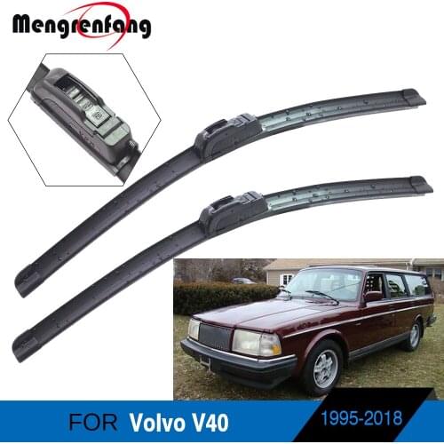 For Volvo V40 Car Wiper Blades Front Windscreen Soft Rubber Wiper J Hook & Push Button Arms 1995-2018