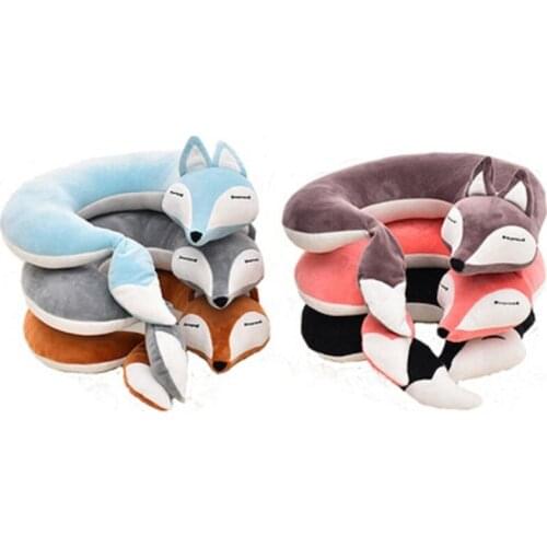 Travel Car Home Pillow Lovely Fox Animal Cotton Plush U Shape Neck Pillow Nap Cartoon U Shape Pillow for Flight Plane Travel