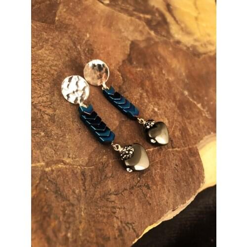 Dr Stone Natural Stone Women Hematite Stone Silver Plated Earrings KRB463 439800262