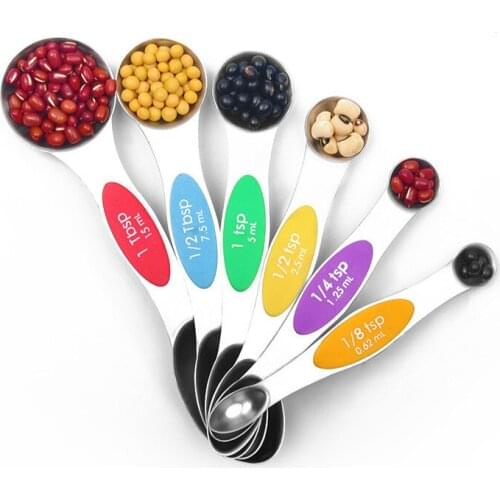 Stainless steel color double-headed magnetic measuring spoon measuring cups