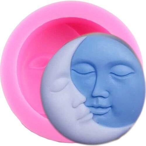 DIY Human Face Soap Mold Sun Moon Faces Silicone Molds Fondant Chocolate Cake Decorating Tools Candy Chocolate Gumpaste Mould