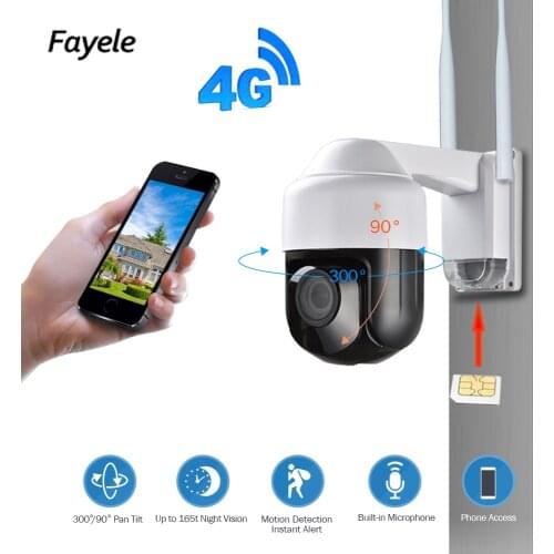 IP66 Outdoor 3G 4G PTZ Camera 1080P LET SIM Card Wireless WIFI IP Camera 2.8-12mm lens 5X Zoom Wide angle IR 60M P2P Mobile View