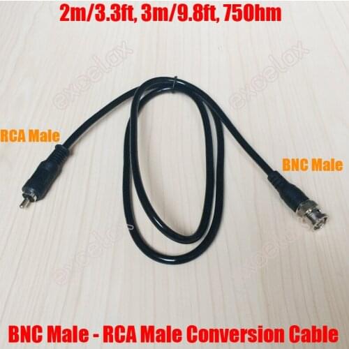2m 6.6ft / 3m 9.8ft BNC Male to RCA Male Jack Video Conversion Cable 75Ohm Coaxial Cable AV Adapter for CCTV Video Surveillance