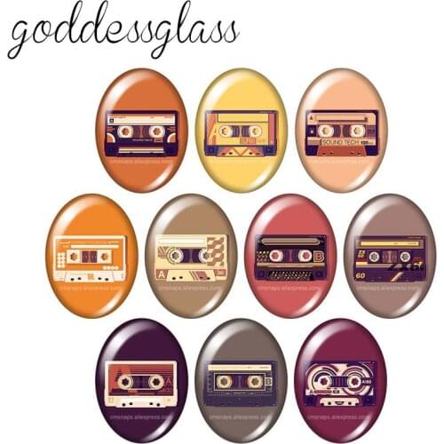 Beauty audiotape 10pcs mixed 13x18mm/18x25mm/30x40mm Oval photo glass cabochon demo flat back Making findings