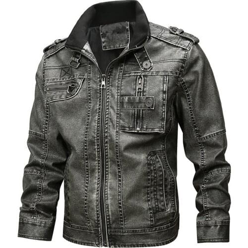 Mens Leather Jacket Coat Men Spring Fall Vintage Motorcycle leather Jackets Outwears Classic Biker Faux Leather Jackets Man