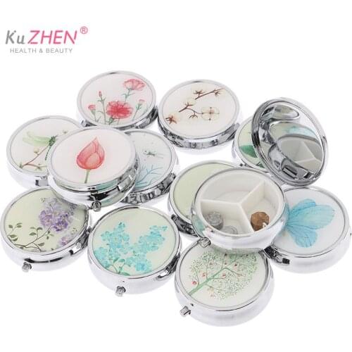 1PCS Medicine Organizer Portable Pill Box Makeup Storage Container Folding Pill Case Metal Pill Cutte