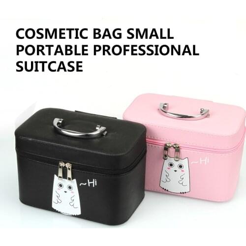 Fashion Women Makeup Organizer Large Capacity Multilayer Clapboard Cosmetic Bag Case for Salon Tattoos Nail Art Tool Black/pink