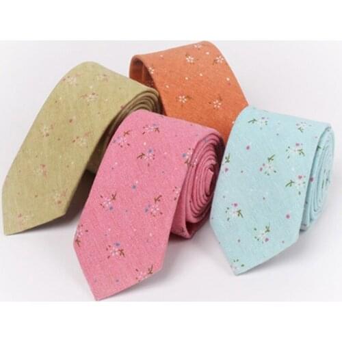 Men Business Cotton Ties 6cm Skinny Formal Floral Printing Neck Tie Male Wedding High Quality Casual For Man