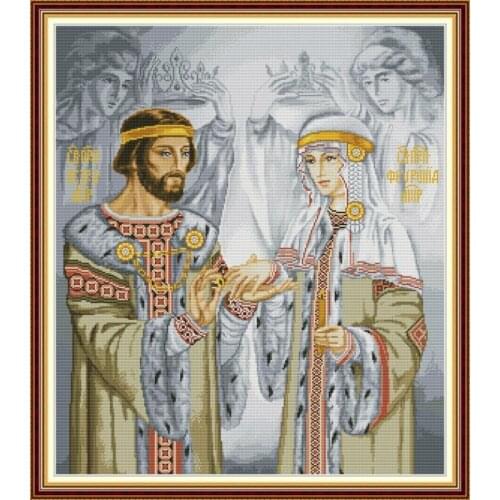 Joy Sunday Wedding Cross Stitch Needlewor Set DMC 14CT Canvas Print Cross Stitch Embroidery Kit DIY Gift Home Wedding Decoration