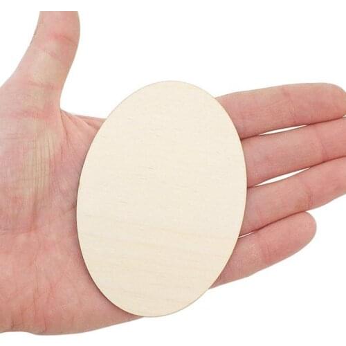 Set of 50pcs Wooden Oval Cutout Geometric Shape 10x7cm natural unfinished blank slices