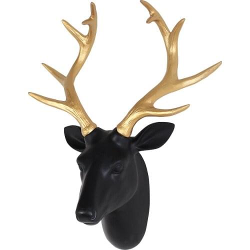 NORDIC BLACK WHITE DEER HEAD WALL HANGING WALL DECORATION CREATIVE MODERN LIVING ROOM OFFICE SHOP WALL DECORATIONS SIMULATION