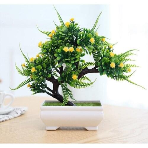 All New Fashion Plastic Artificial Plants Flower Bonsai Tree Pot Culture Miniature For Office Table Home Living Room Decorative
