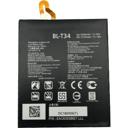 New BL-T34 Battery For LG V30 V30+ V30A H930 H932 LS998 Mobile Phone 3300mAh Rechargeable