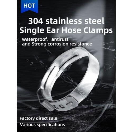 304 Stainless Steel Single Ear Stepless Hose Clamps Hose Clamps Cinch Clamp Rings for Sealing Kinds