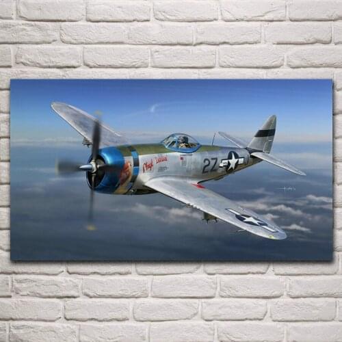 P 47 thunderbolt fighter combat aircraft fabric posters on the wall picture home living room decoration for bedroom KM325