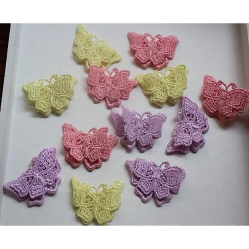 Size-4*5.5cm(20pcs/lot) Free Shipping Vintage Double Layer 3D Sew-on Cute Butterfly Motif Lace Applique , Embroidery Lace patch