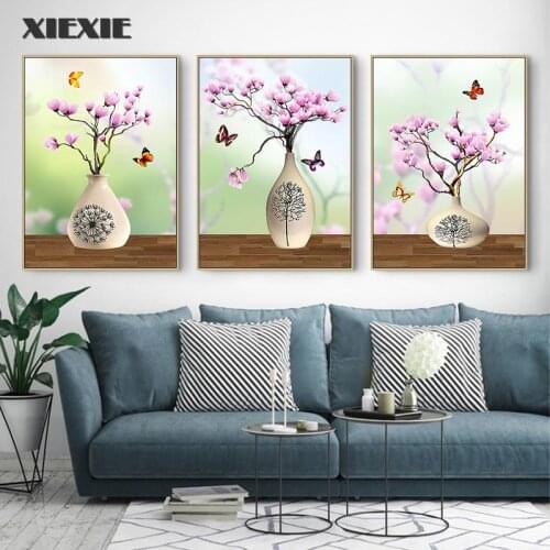 Modern Home Decoration Canvas Paintings Nordic Vase Flower Posters and Prints Wall Art Picture For Living Room No Frame
