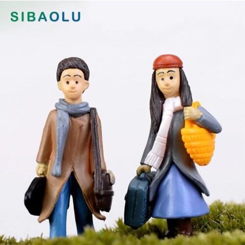 2pcs Miniature Lover figurine Fairy Garden Decoration wedding cartoon character statue people Car Cake ornaments DIY Craft Gift