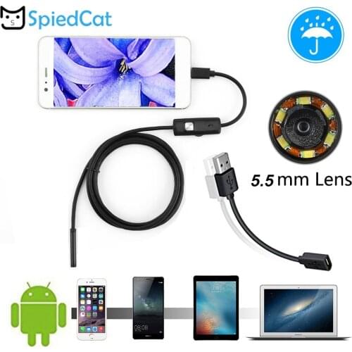 5.5MM mini Lens USB Endoscope Micro Flexible 1/2/3.5/5M HD Borescope Tube Waterproof USB Inspection Video Camera For Android PC